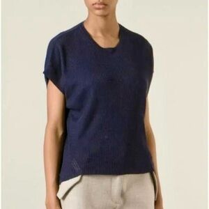 THEORY Linen Ribbed Knit Top S